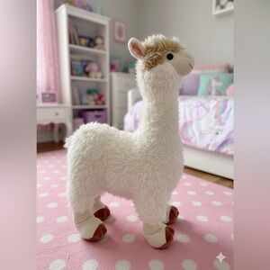 NWOT Adorable White and Brown Stuffed Alpaca Llama XL